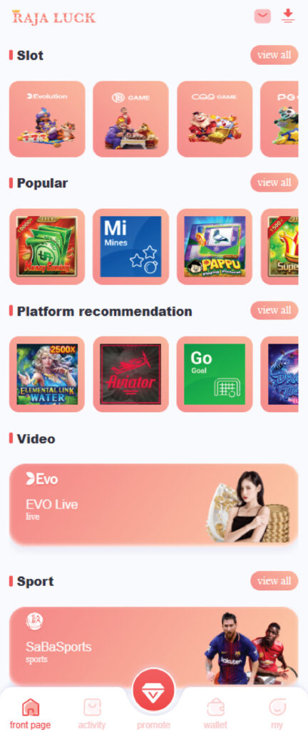 Game Offerings on Raja Luck